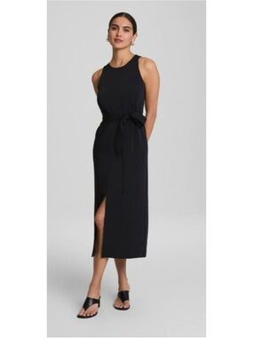 Spanx CareyOn Luxe Drape Maxi Dress With Pockets & Belt Size 1X Tall ~ Excellen